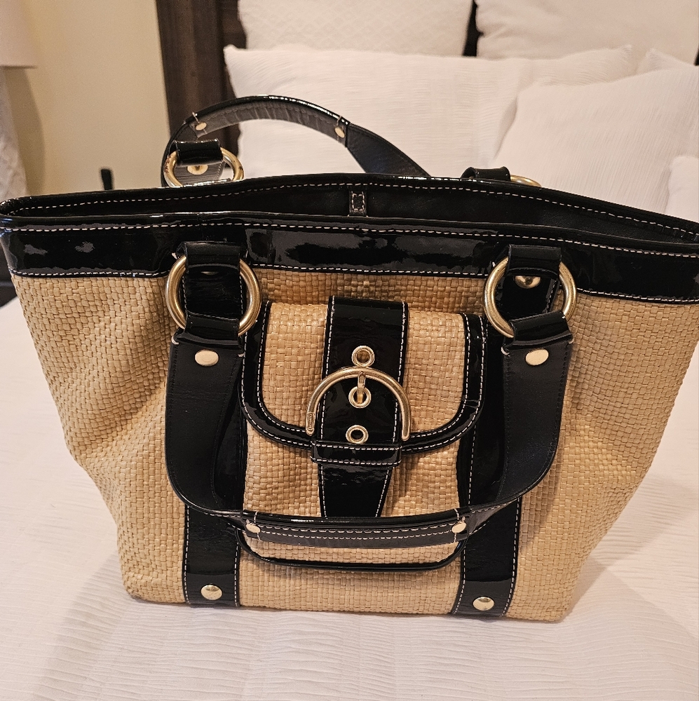 Straw Coach tote
